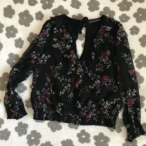 Abercrombie & Fitch Black Floral Blouse